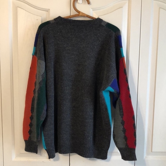 Vintage 90s Jed Wear Wool Blend Colorful Grandpa Sweater Size M - Picture 6 of 7